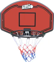 STREETSKILLER Basketballkorb mit Brett & Wandhalterung, 92x61 cm Rückwand, 43 cm Stahlkorb, robustes Netz, für Innen & Außen rot/schwarz | SSK-23