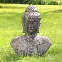 Buddha Büste Kopf Head Figur Skulptur Stein Lavasand Bali Garten Deko 40cm