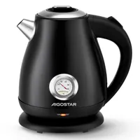 Aigostar Retro Edelstahl Wasserkocher mit Analoger Temperaturanzeige, 1,7L, 2200W Teekocher mit sichtbarer Wasserstandslinie