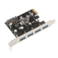 BRAINZAP PCI-Express 3.0 x1 4-Port USB 3.0 Adapter Karte Erweiterungskarte PCI-E PCIe PC