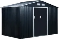 Outsunny kůlna na nářadí 4,9 m², 277 x 195 x 192 cm, pozinkovaná ocelová kůlna na nářadí, odolná proti povětrnostním vlivům, na zahradu, tmavě šedá