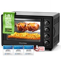 Stillstern Minibackofen mit Umluft (45L) Deutsche Version, Airfryer-Einsatz, Ofenhandschuhe, Rezeptheft, Drehspieß, Innenbeleuchtung, 2000W, Toaster Grill Pizzaofen Mini Backofen ideal für Camping