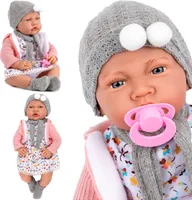 Babypuppe Große interaktive realistische Babypuppe mit Schnuller spricht 41 cm