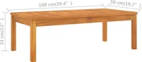 vidaXL Couchtisch 100x50x33 cm Massivholz Akazie