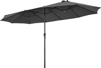 COSTWAY Doppelsonnenschirm 470x280cm, Sonnenschirm Groß XXL, UV Schutz, Gartenschirm Terrassenschirm mit Handkurbel, Marktschirm Anthrazit