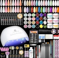 Acrylnagel Set mit UV LED Licht Acrylpulver und flüssiges Monomer Set Poly Nail Extension Gel Set Nail Art Tools Set Maniküre für Anfänger