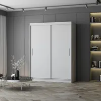 Schwebetürenschrank Kleiderschrank Schrank 150 cm Weiß/Weiß ohne Spiegel Vista 04
