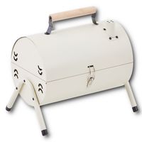 HOOZ Klappbarer Edelstahl Holzkohlegrill mit Deckel weiß - mobiler Holzkohle Klappgrill perfekt für Barbecue, Camping, Picknick und Festival - für Holzkohle und Briketts - Outdoor Kohlegrill Smoker