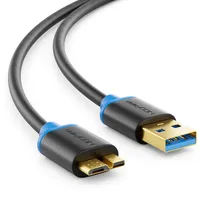 deleyCON 1,5m Micro USB 3.0 Datenkabel bis zu 5Gbit/s Ladekabel für Handy Smartphone Tablet Externe Festplatten - USB A-Stecker zu Micro B-Stecker Schwarz