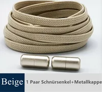 Elastische Schnürsenkel mit Schnellverschluss Schnellschnürsystem Schuhbänder ohne Binden Flach Rund Bunt, Beige