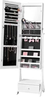 Spiegel Schmuckschrank Standspiegel mit Stauraum Ganzkörperspiegel Weiß