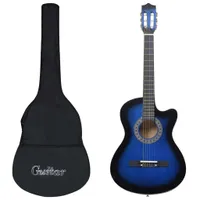12-dielna folková klasická gitara so 6 strunami, modrá 38"
