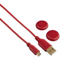 Nabíjací kábel USB 3 m + tlačidlá červený pre ovládač Sony PS4