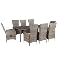 Zestaw rattanowy Rimini Plus, szary, dla 8 osób, wygodne poduszki o grubości 5 cm