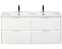 Doppelwaschbecken mit Unterschrank Sanox PORTO BxHxT 121x57x51 cm Frontfarbe weiss 84719601
