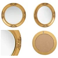 vidaXL Wandspiegel im Barock Stil 50 cm Golden - Wandspiegel - Wandspiegel - Runder Spiegel - Spiegel Rund