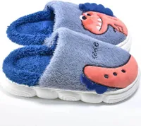 Kögler Kinder Dino Hausschuhe Plüsch Pantoffeln Blau/Grau Gr. 30/31