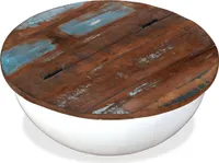 vidaXL Couchtisch Altholz Massiv Weiß Schalenform