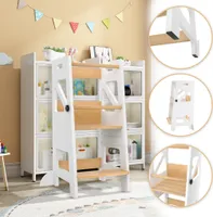 UISEBRT 2-in-1 Lernturm & Tritthocker, höhenverstellbar, Montessori Lernturm für Kinder, stabiler und sicherer Kindertritt für Baby- & Kleinkinderzimmer, Weiß