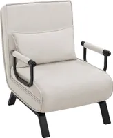 WOLTU Schlafsessel 3 in 1, mit Verstellbarer Rückenlehne, Metallrahmen Leinen : Beige Farbe: Beige