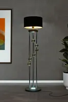 Opviq, Clichy - Black, Chrome v2, Stehlampe, METALLKÖRPER, Schwarz, 160 x 40 x 40 cm