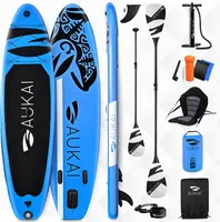 Aukai® Stand Up Paddle Board 320cm "Ocean" 2w1 z siedziskiem kajakowym SUP Deska surfingowa nadmuchiwana + wiosło Deska surfingowa do wiosłowania - niebieska