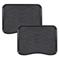 e-floor 2er Set Schuhabtropfschale, 38 x 50 cm, Signet, Schwarz, Schuhmatte Wasserdichte, pflegeleicht, Kunststoffmatte schützt Böden