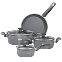 HOMELUX 7-Tlg Kochtopfset Induktions Töpfe Set Antihaft Marmorbeschichtung 16/20/28cm Topf & Pfannenset mit Deckel Kochgeschirr-Set ohne PFOA - PFAS