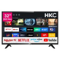 HKC  HV32H1 Fernseher 32 Zoll (80 cm) Smart TV mit Netflix, Prime Video, Rakuten TV, DAZN, Disney+, Youtube, UVM, Wifi, Triple-Tuner DVB-T2 / S2 / C, Dolby Audio