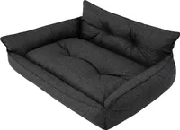 PillowPrim Hundebett Haustierbett Liegen Hundekissen Gesteppt Bett Hundeliege Hundematratze Sofa Tierbett Hundesofa Matratze, XXL - 106x80 cm, Schwarz