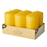 6 sloupkových svíček Ø 60 mm - 115 mm zlatožlutá