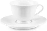 Kaffeetasse 220 ml aus Porzellan 6er Set / weiß - Kaffeebecher Unterteller