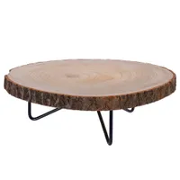 Vilde Servierbrett | Holzbrett auf Metallbeinen zum Servieren von Snacks Vorspeisen Holzscheibe 40 cm