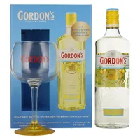 Gordons Sicilian Lemon London Dry Gin, Geschenkverpackung mit Copa Glas, Flasche, Alkohol, 37.5 %, 700 ml,