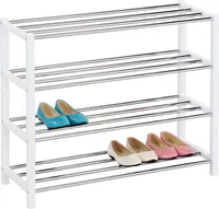 Schuhregal DUBLIN mit 4 Ablagen in weiß. Robustes Metallregal für Flur Schuhaufbewahrung. Schuh-Organizer Schuhablage dielen- & flurmöbel