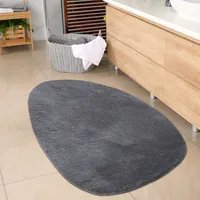 Ovaler Badezimmer Teppich – pflegleicht – in anthrazit Größe - 60x100 cm Oval