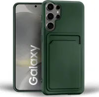Etui na telefon komórkowy Samsung Galaxy S24 Ultra silikonowe etui ochronne z kieszenią na kartę Slim Wallet Case, zielone