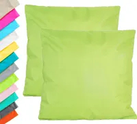 2x Outdoor Lounge Kissen 45x45cm Dekokissen Set Inkl. Füllung Wasserfest Sitzkissen Garten Stuhl Lotus Effekt, Farbe:Grün