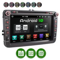 XOMAX XM-11GA: 2DIN Autoradio mit Android 10 Navi 8 Zoll Touchscreen Monitor, Bluetooth, DVD, CD, SD und USB (passend für VW/SKODA/SEAT)