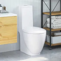 vidaXL Keramik-Toilette Abgang Horizontal Weiß