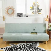 Stretch Armless Futonbezüge Futon Couchbezüge Schonbezug Möbelschutzbezüge mit elastischem Boden, weicher, dicker Jacquard, waschbar,Leinen hellgrün