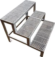 3 Stufen Stahltreppe Außentreppe Freistehend Breite 60 cm Höhe 45-63 cm verzinkt