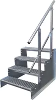 4 Stufen Standtreppe Modell 2 Treppe Stahltreppe freistehend  Stufenhöhe 18 cm  Breite  80 cm Höhe 72cm verzinkt mit einseitigem Geländer