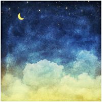 Wallario Memoboard Magnet-Tafel Glas-Bild in 50 x 50 cm, Motiv : Wolkenhimmel mit Mond und Sternen