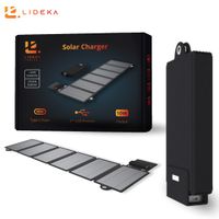 Lideka® Solar Ladegerät Handy mit USB Anschluss - 6 Solarzellen 10W 5V - USB-C + USB Solarpanel Faltbar - Mobiles Solarmodul Outdoor - Ideal für Solar Powerbank - Solarladegerät für Handy, iPhone