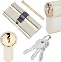 BAUSTER® Schließzylinder aus Messing mit 3 Schlüsseln, Zylinderschloss 35/35 Profilzylinder, Türschloss Ersatzzubehör, Türschloss Sicherheitsschloss H