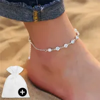 Fußkettchen Fußkette Fußschmuck Fußband Diamanten Silber Strand Damen Geschenk