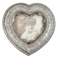 Clayre & Eef Bilderrahmen Herz 9x9 cm Silberfarbig Kunststoff Herzförmig