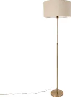 QAZQA - Design Stehlampe verstellbar bronze mit Schirm hellbraun 50 cm - Parte I Wohnzimmer I Schlafzimmer - Stahl Rund - LED geeignet E27