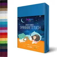 JERSEY KINDER Spannbettlaken 70x140cm Kinderlaken Spannbetttuch 100% Baumwolle für Kinderbett Babybett, in Farbe: Royalblau